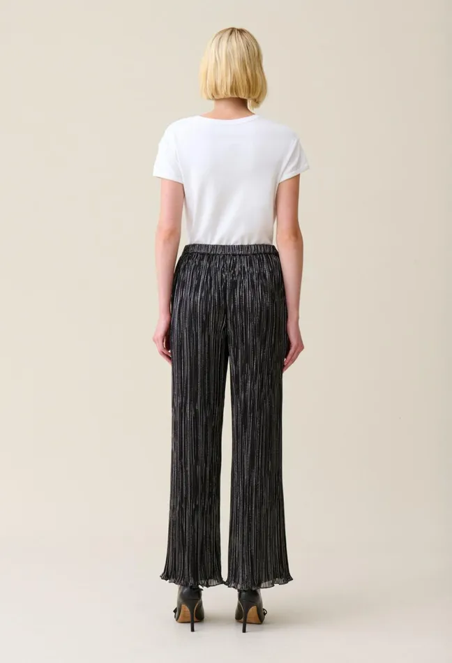 Claudie Pierlot Silver Pleated Fluid Trousers Black Women Jeans And Trousers