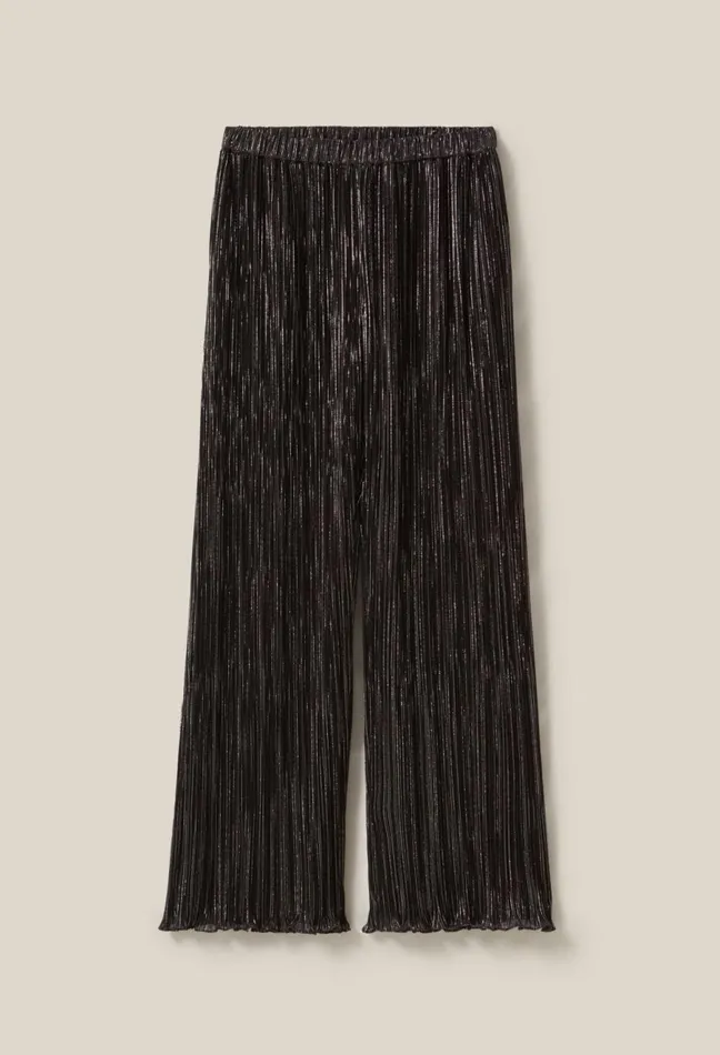 Claudie Pierlot Silver Pleated Fluid Trousers Black Women Jeans And Trousers