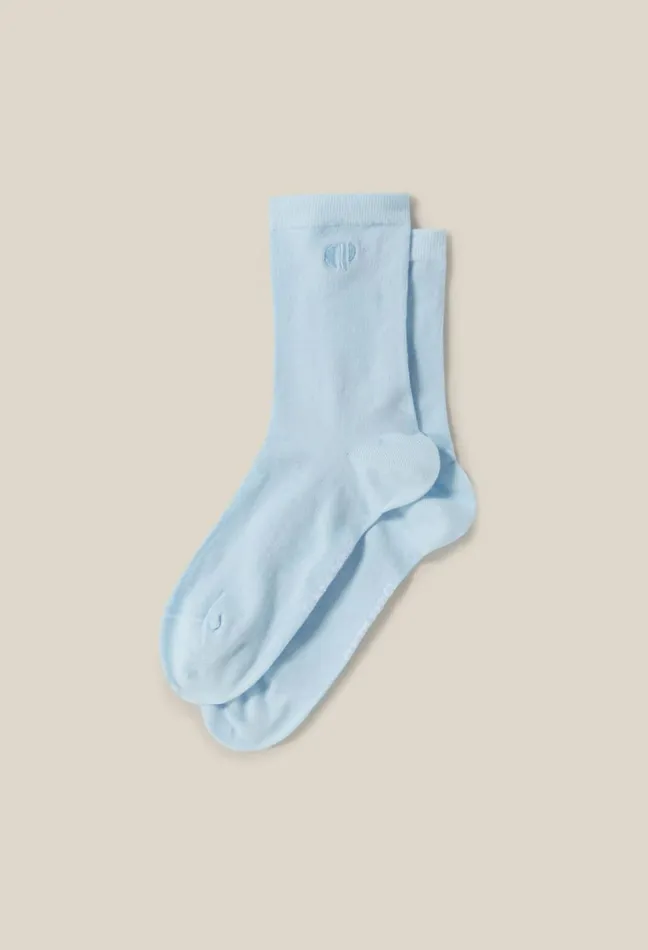 Claudie Pierlot Sock With Cp Monogram Embroidery Sky Blue Women Socks