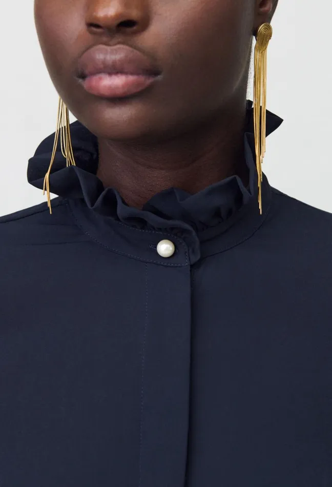 Claudie Pierlot Victorian Collar Blouse Navy Women Tops And Shirts Claudie Pierlot Victorian Collar Blouse Navy Women Tops And Shirts