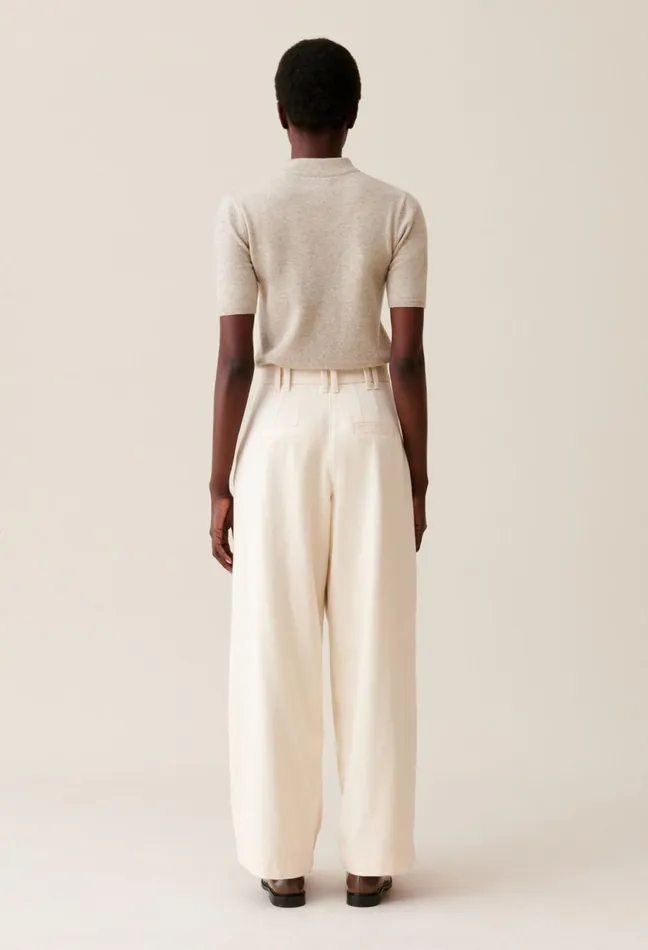 Claudie Pierlot Wide Pleated Denim Trousers Light Beige Women Jeans And Trousers Claudie Pierlot Wide Pleated Denim Trousers Light Beige Women Jeans And Trousers