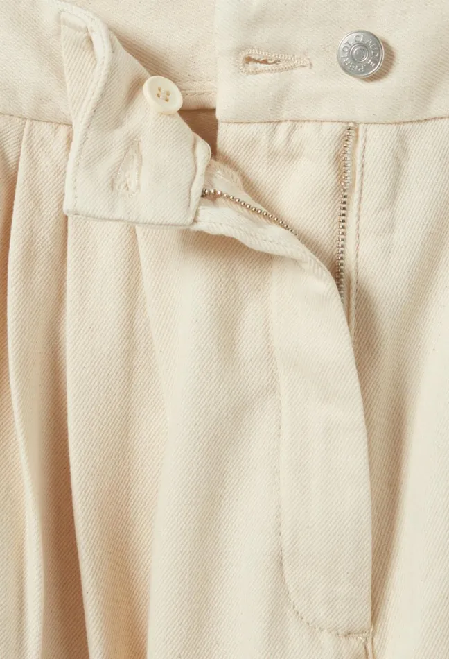 Claudie Pierlot Wide Pleated Denim Trousers Light Beige Women Jeans And Trousers Claudie Pierlot Wide Pleated Denim Trousers Light Beige Women Jeans And Trousers