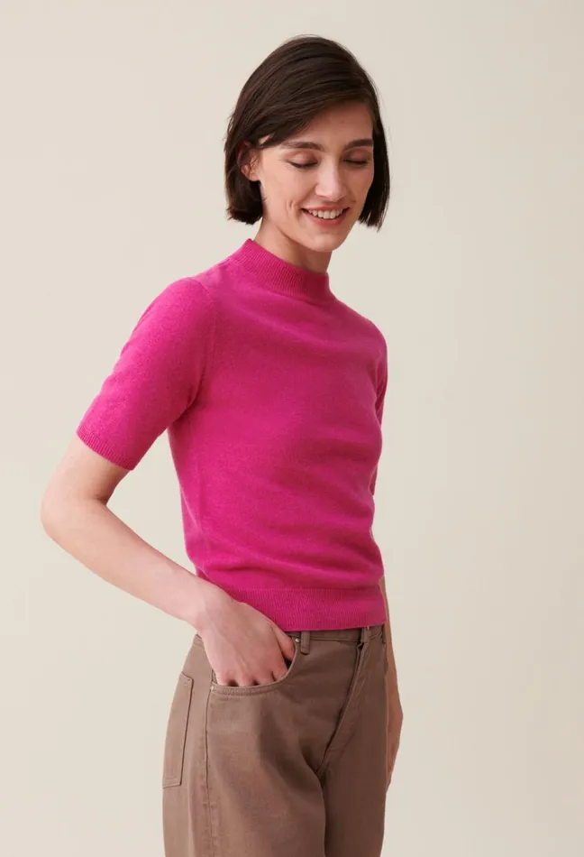 Claudie Pierlot Wool Jumper With High Neck Pink Women Knitwear And Cardigans
