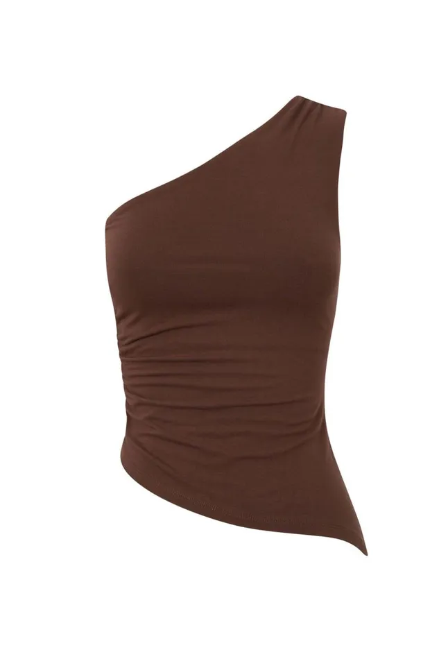 Clothing Supr Going Out Tops Soft Amelia One Shoulder Top Espresso Brown