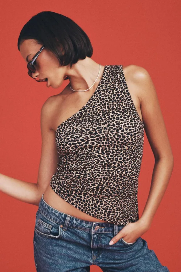 Clothing Supr Going Out Tops Soft Amelia One Shoulder Top Nina Leopard Brown