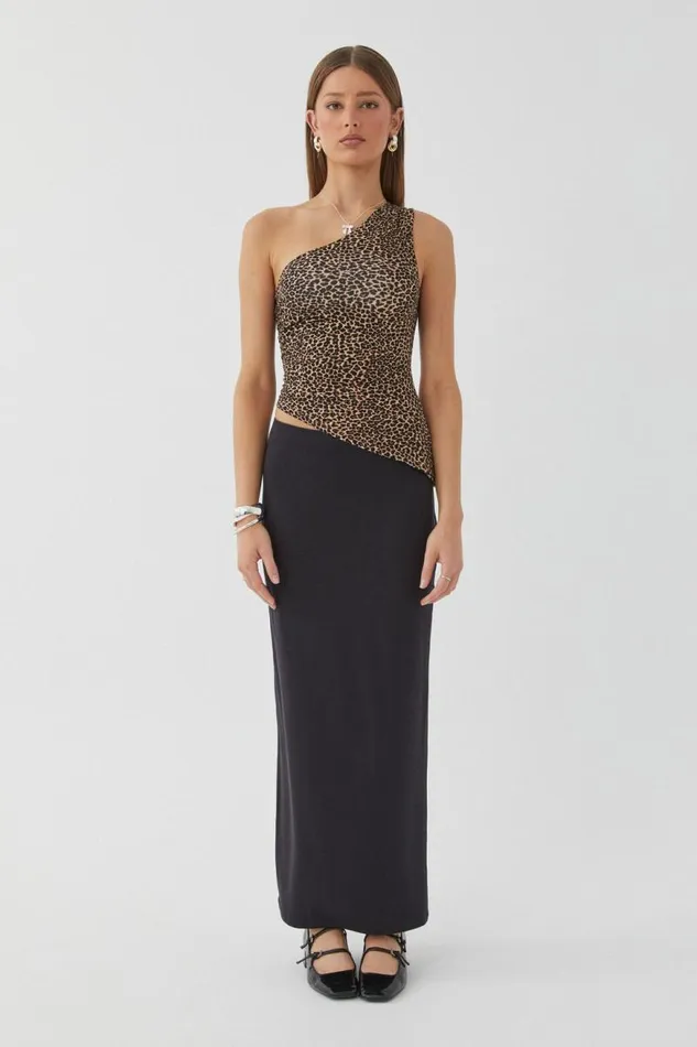 Clothing Supr Going Out Tops Soft Amelia One Shoulder Top Nina Leopard Brown