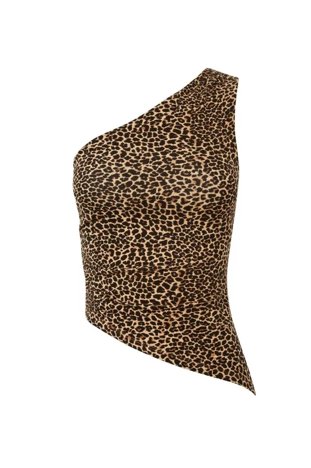 Clothing Supr Going Out Tops Soft Amelia One Shoulder Top Nina Leopard Brown