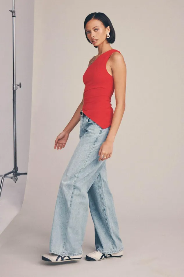 Clothing Supr Going Out Tops Soft Amelia One Shoulder Top Ruby Red