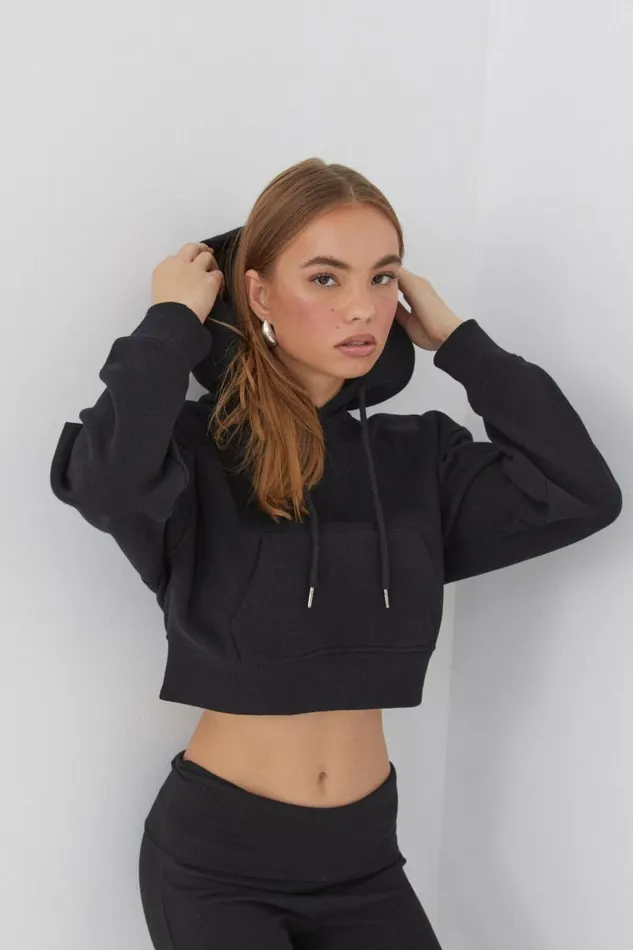 Clothing Supr Hoodies and Trackies Taylah Cropped Hoodie Black