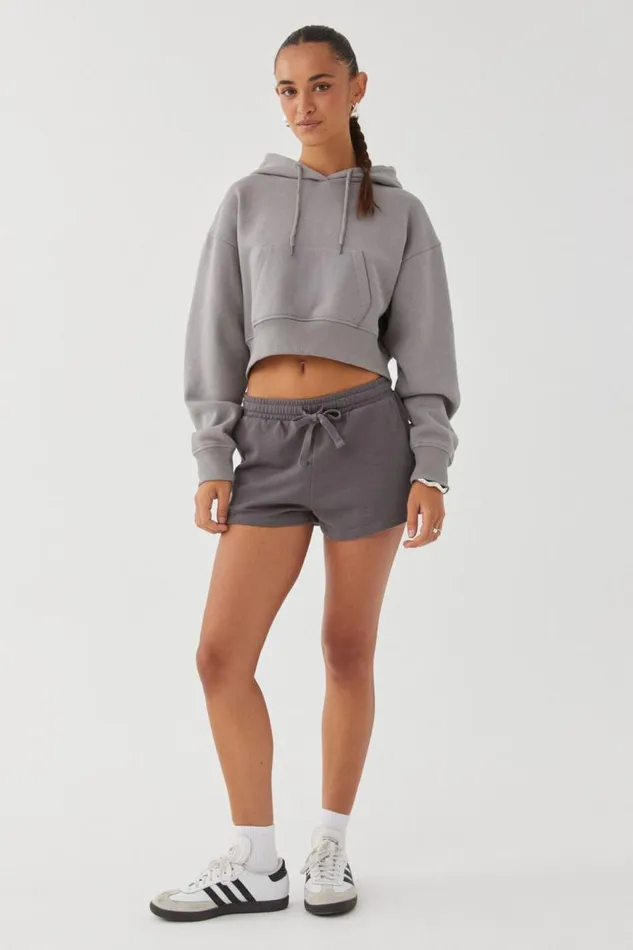 Clothing Supr Hoodies and Trackies Taylah Cropped Hoodie Cement Grey