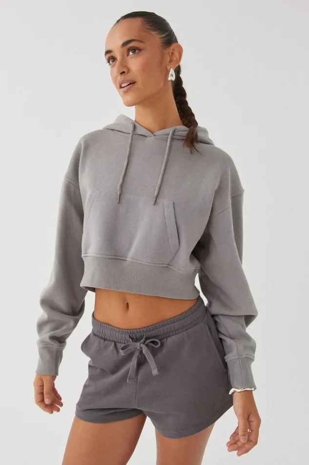 Clothing Supr Hoodies and Trackies Taylah Cropped Hoodie Cement Grey