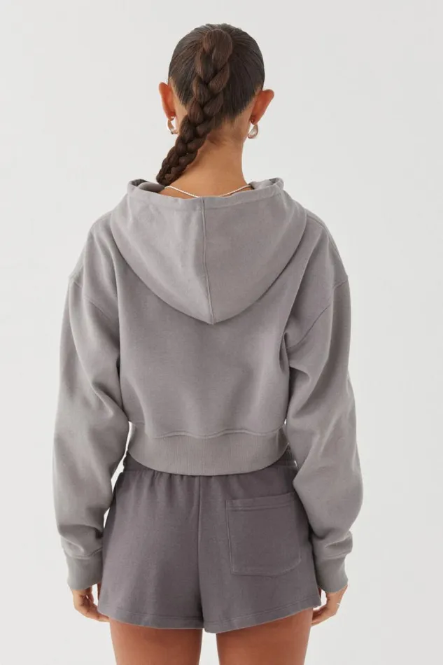 Clothing Supr Hoodies and Trackies Taylah Cropped Hoodie Cement Grey
