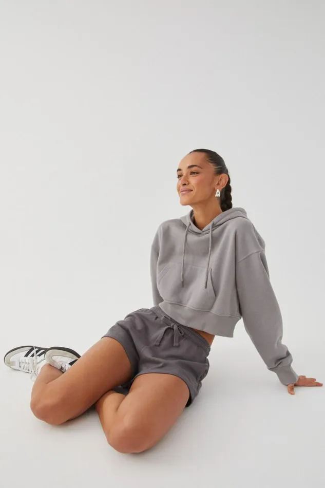 Clothing Supr Hoodies and Trackies Taylah Cropped Hoodie Cement Grey