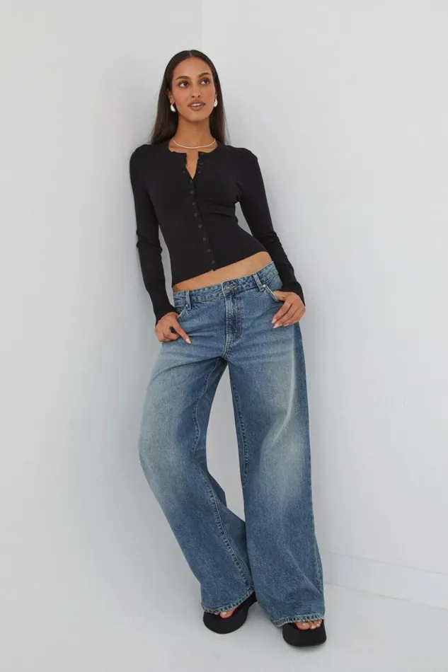 Clothing Supr Knitwear Cassie Button Through Knit Cardi Black