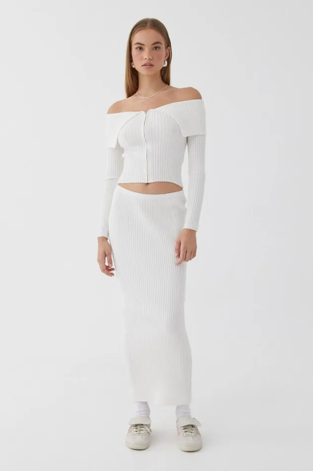 Clothing Supr Knitwear Kenzie Knit Maxi Skirt Meringue White