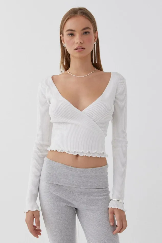 Clothing Supr Knitwear Lani Wrap Knit Top White