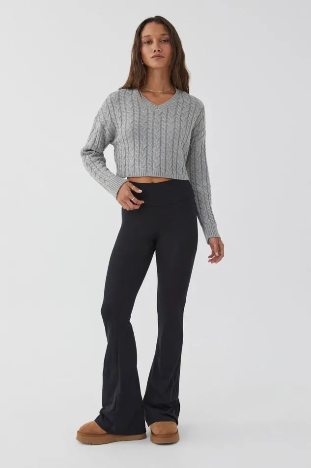 Clothing Supr Knitwear Leila Cable Knit Jumper Grey Marle
