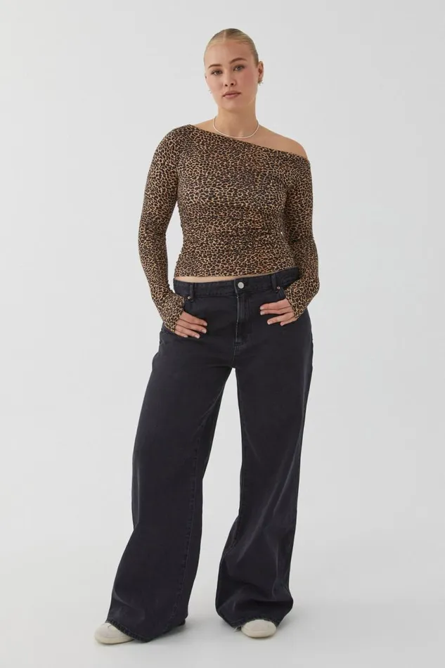 Clothing Supr Long Sleeve Tops Soft Long Sleeve Off Shoulder Top Nina Leopard Brown