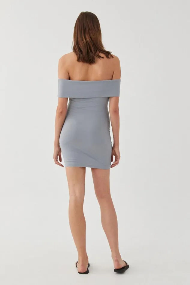 Clothing Supr Luxe Essentials Luxe Off Shoulder Dress Moonlight Grey
