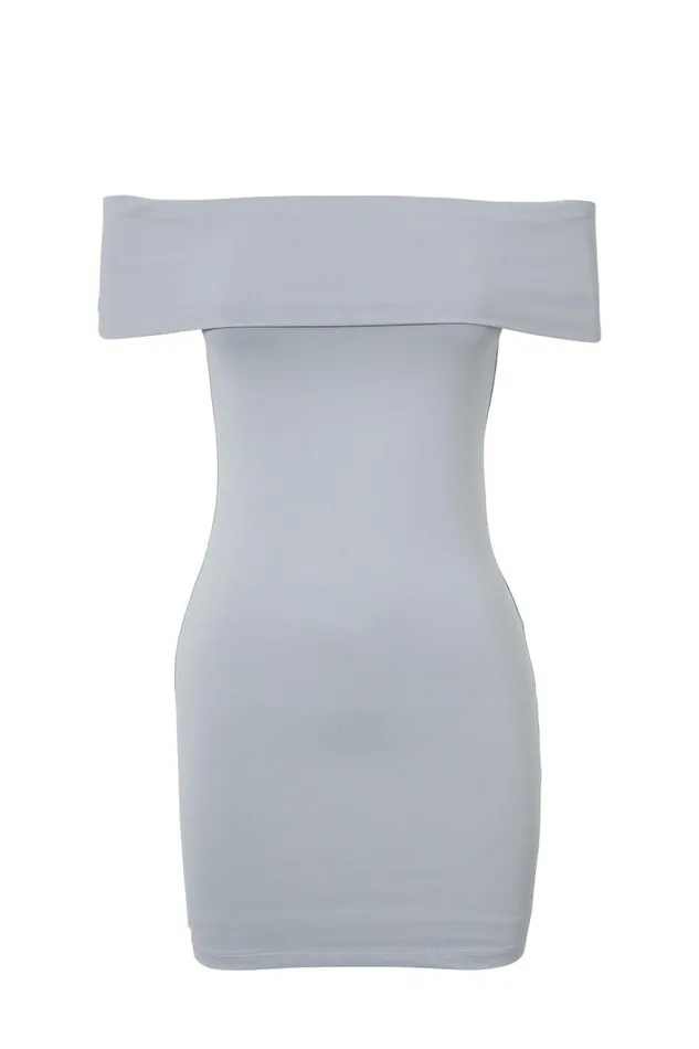 Clothing Supr Luxe Essentials Luxe Off Shoulder Dress Moonlight Grey