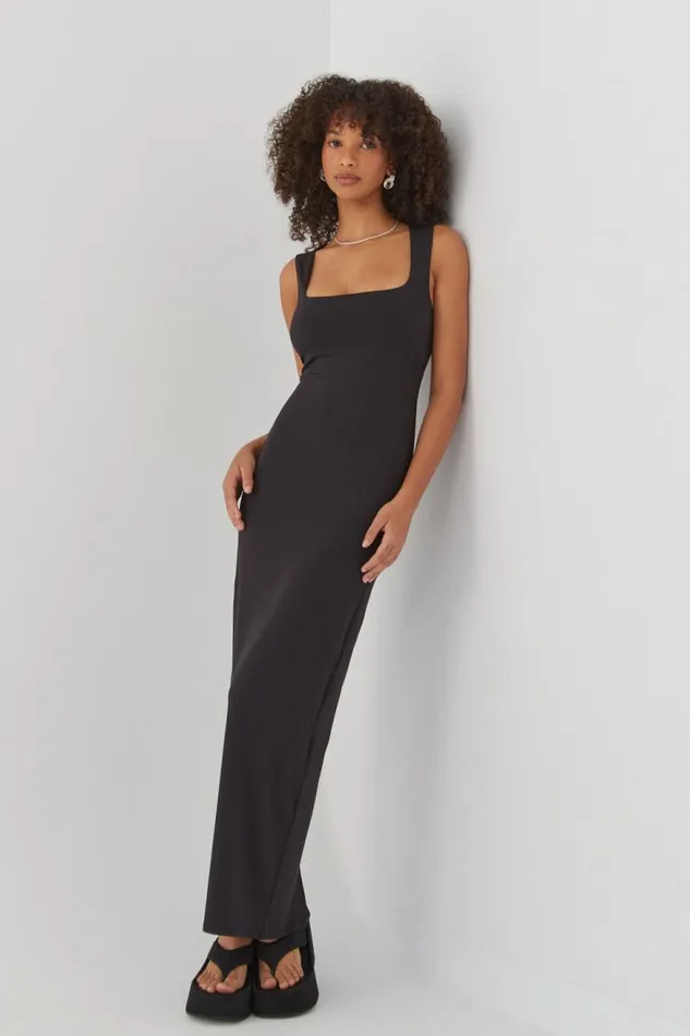 Clothing Supr Luxe Essentials Luxe Open Neck Maxi Dress Black