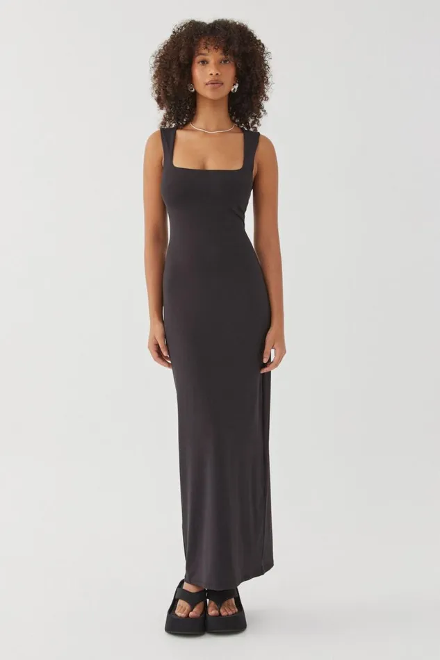 Clothing Supr Luxe Essentials Luxe Open Neck Maxi Dress Black