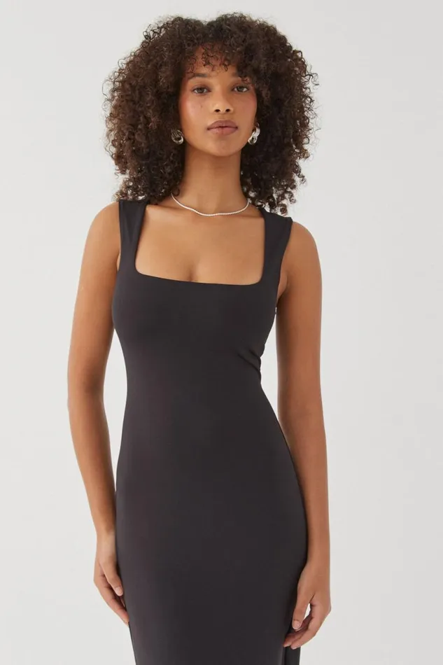 Clothing Supr Luxe Essentials Luxe Open Neck Maxi Dress Black