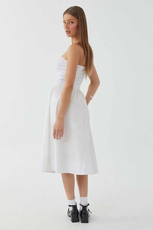 Clothing Supr Maxi Dresses Eva Strapless Midi Dress White