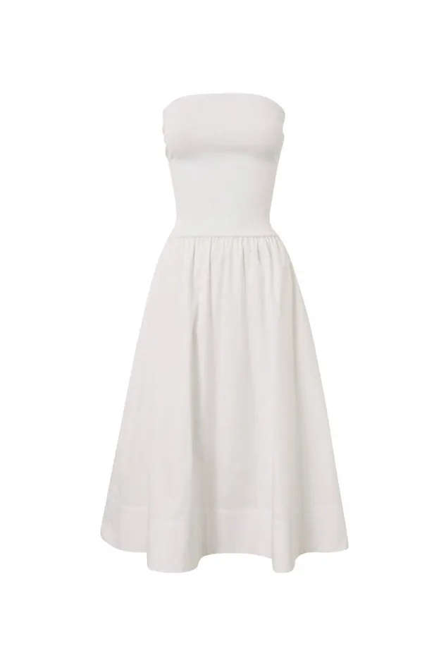 Clothing Supr Maxi Dresses Eva Strapless Midi Dress White