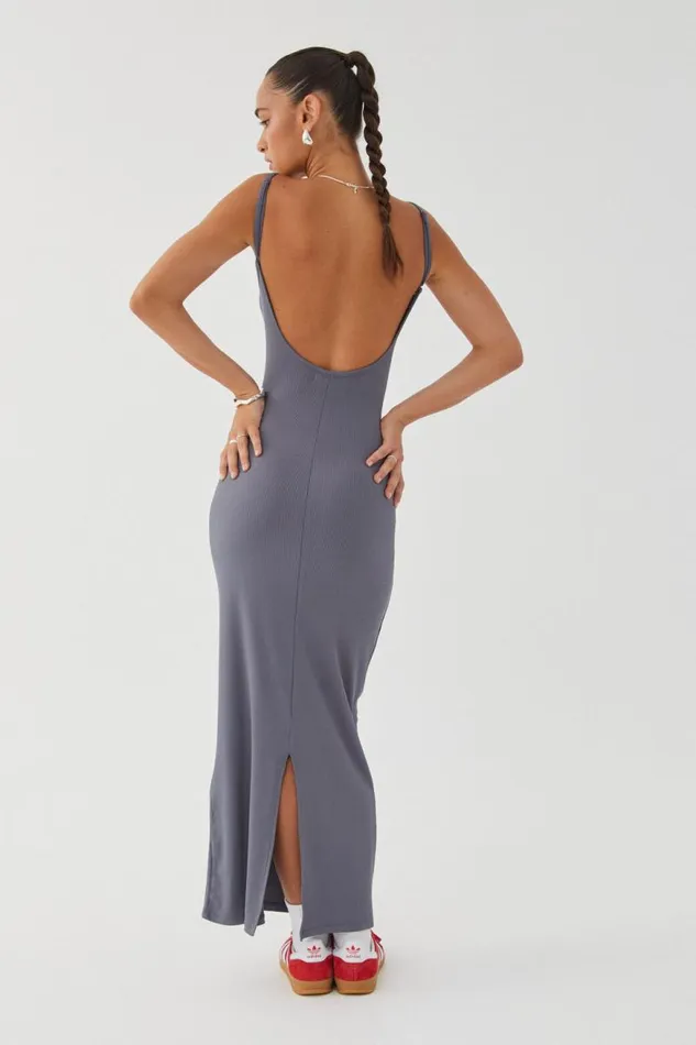 Clothing Supr Maxi Dresses Riley Low Back Maxi Dress Iron Grey