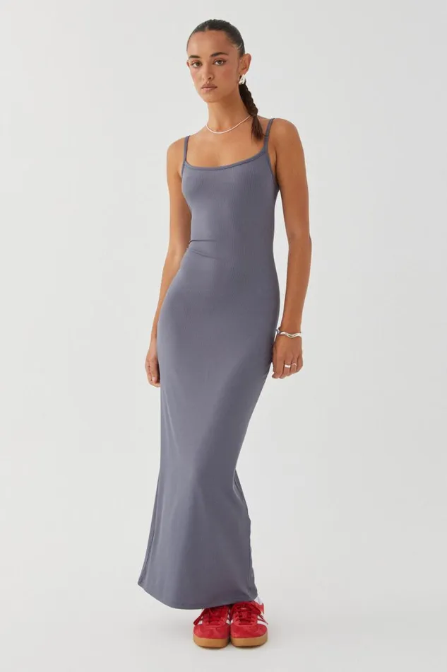Clothing Supr Maxi Dresses Riley Low Back Maxi Dress Iron Grey