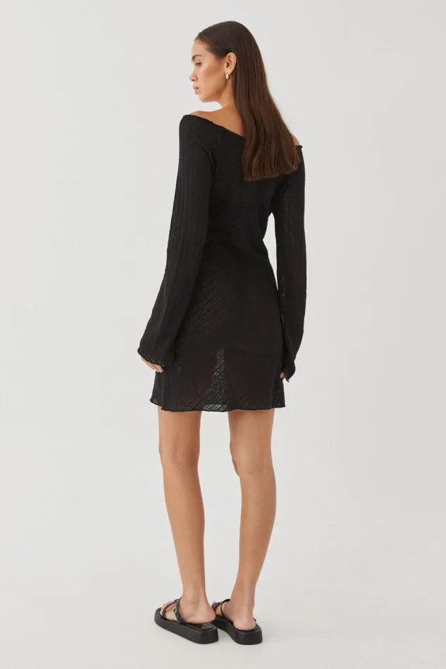 Clothing Supr Mini Dresses Jessa Bell Sleeve Knit Mini Dress Black