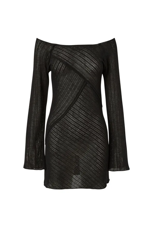 Clothing Supr Mini Dresses Jessa Bell Sleeve Knit Mini Dress Black