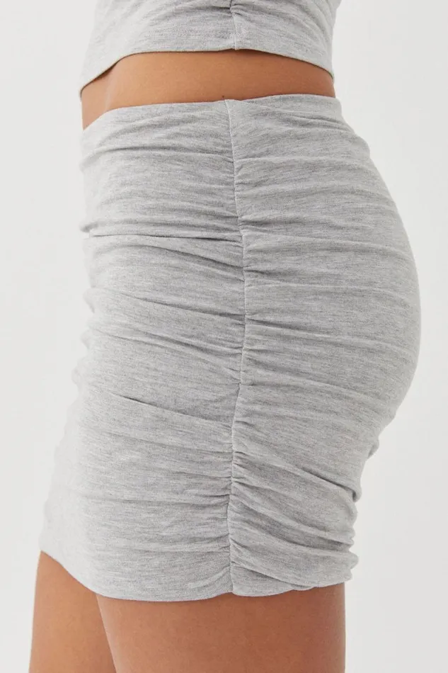 Clothing Supr Skirts Soft Ruched Mini Skirt Grey Marle