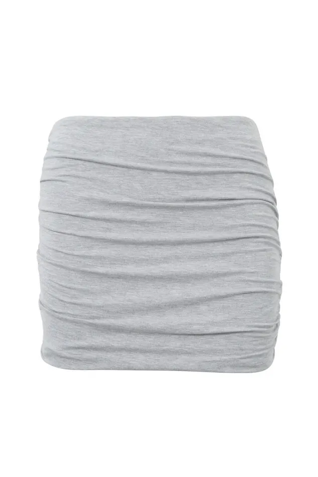 Clothing Supr Skirts Soft Ruched Mini Skirt Grey Marle
