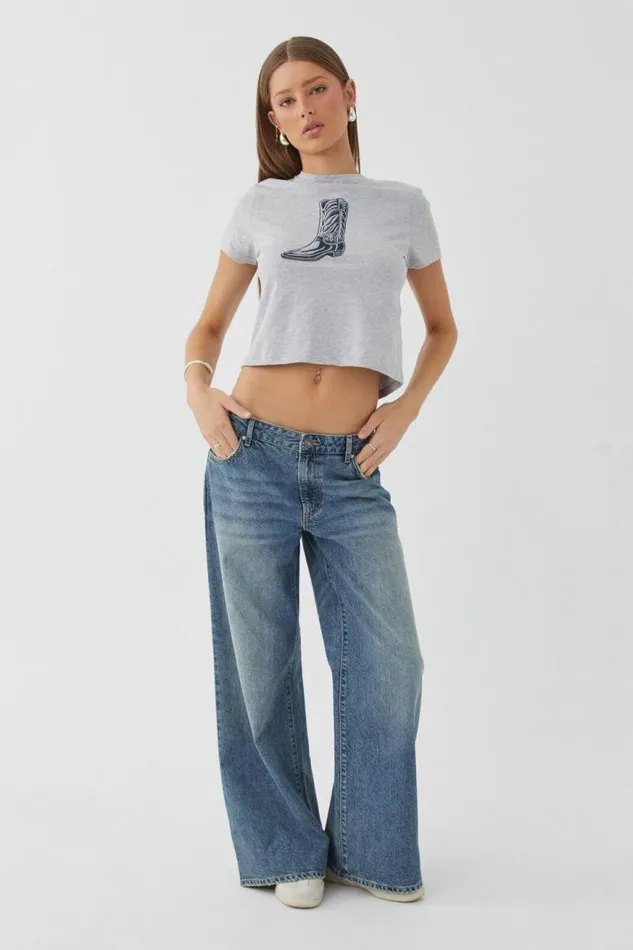 Clothing Supr T Shirts Everyday Graphic Tee Grey Marle Cowgirl