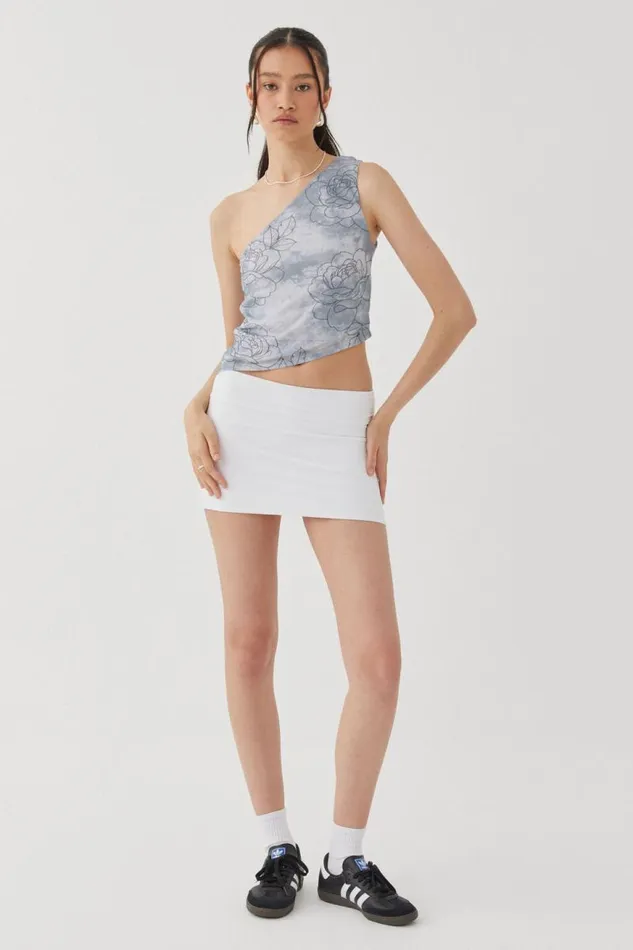 Clothing Supr T Shirts Mesh Graphic One Shoulder Top Greyroses