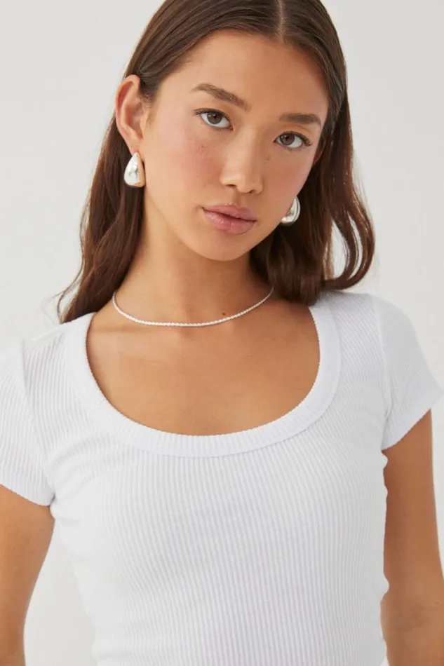Clothing Supr T Shirts Riri Scoop Neck Tee White