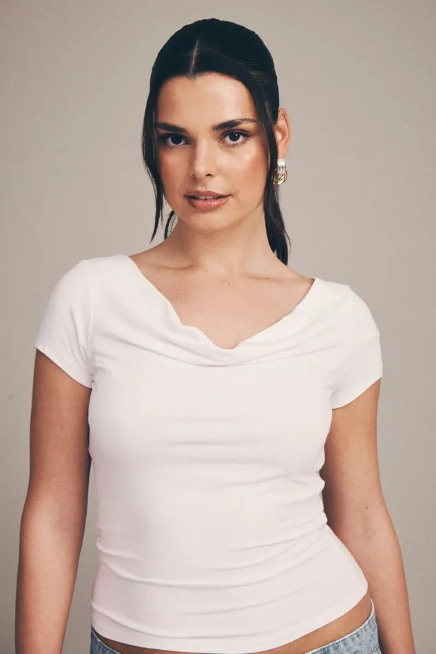 Clothing Supr T Shirts Soft Cowl Neck Tee White