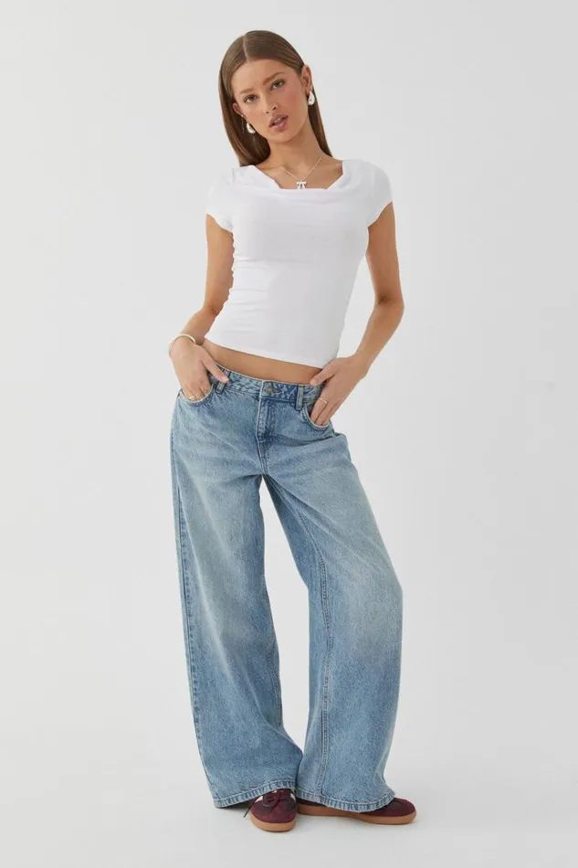Clothing Supr T Shirts Soft Cowl Neck Tee White