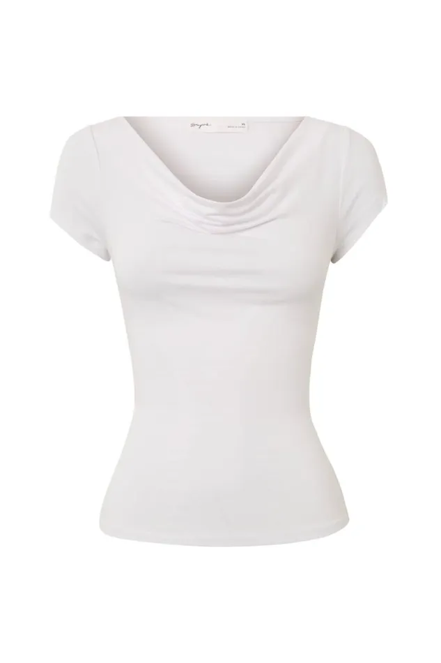 Clothing Supr T Shirts Soft Cowl Neck Tee White