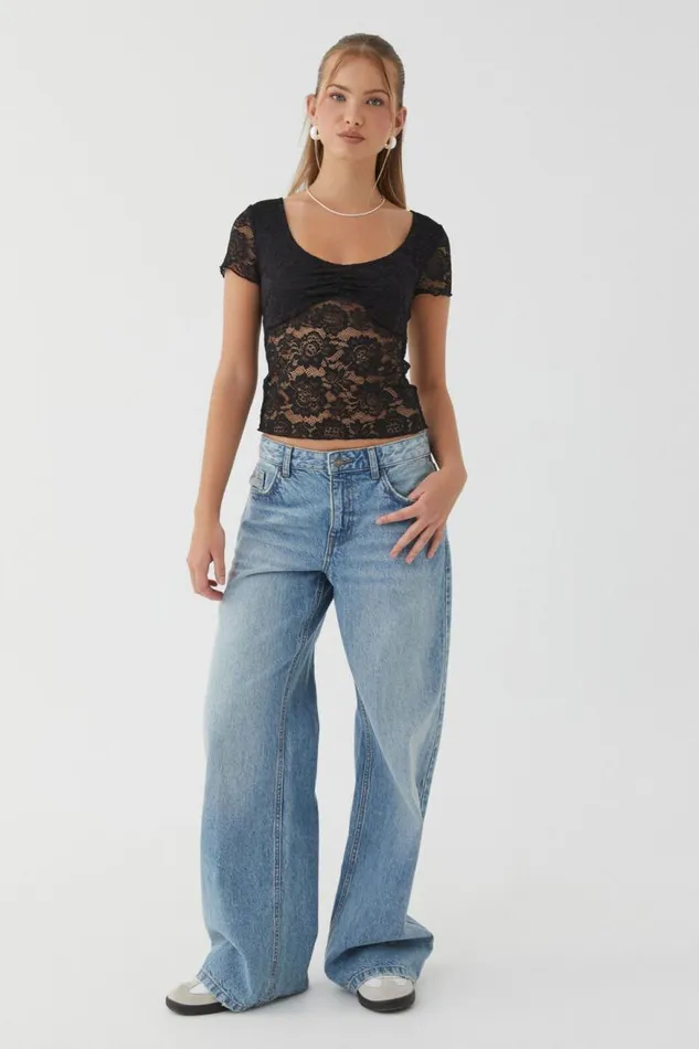 Clothing Supr T Shirts Tessa Lace Tee Black