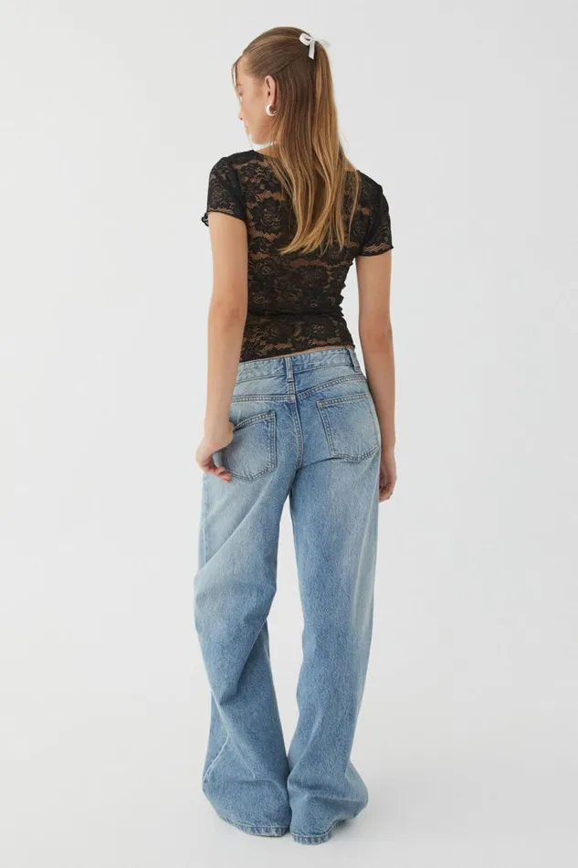 Clothing Supr T Shirts Tessa Lace Tee Black