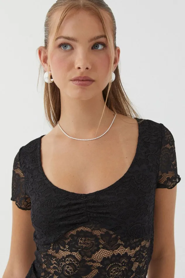 Clothing Supr T Shirts Tessa Lace Tee Black