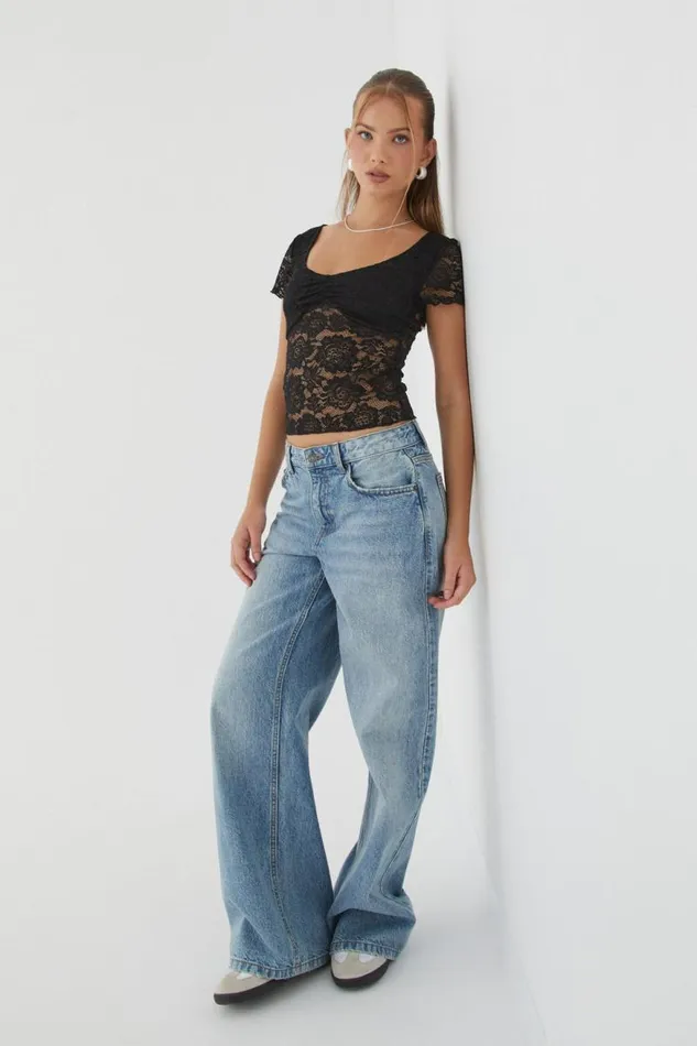 Clothing Supr T Shirts Tessa Lace Tee Black