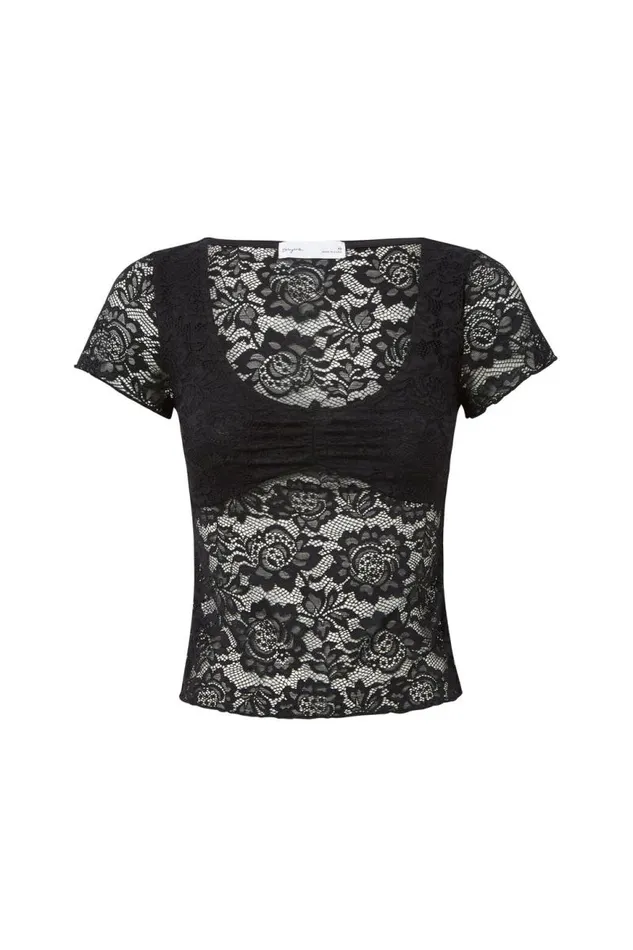 Clothing Supr T Shirts Tessa Lace Tee Black