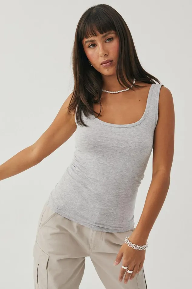 Clothing Supr Tank Tops Basic Thick Strap Tank Grey Marle