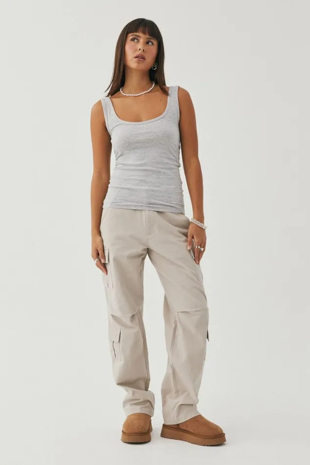 Clothing Supr Tank Tops Basic Thick Strap Tank Grey Marle
