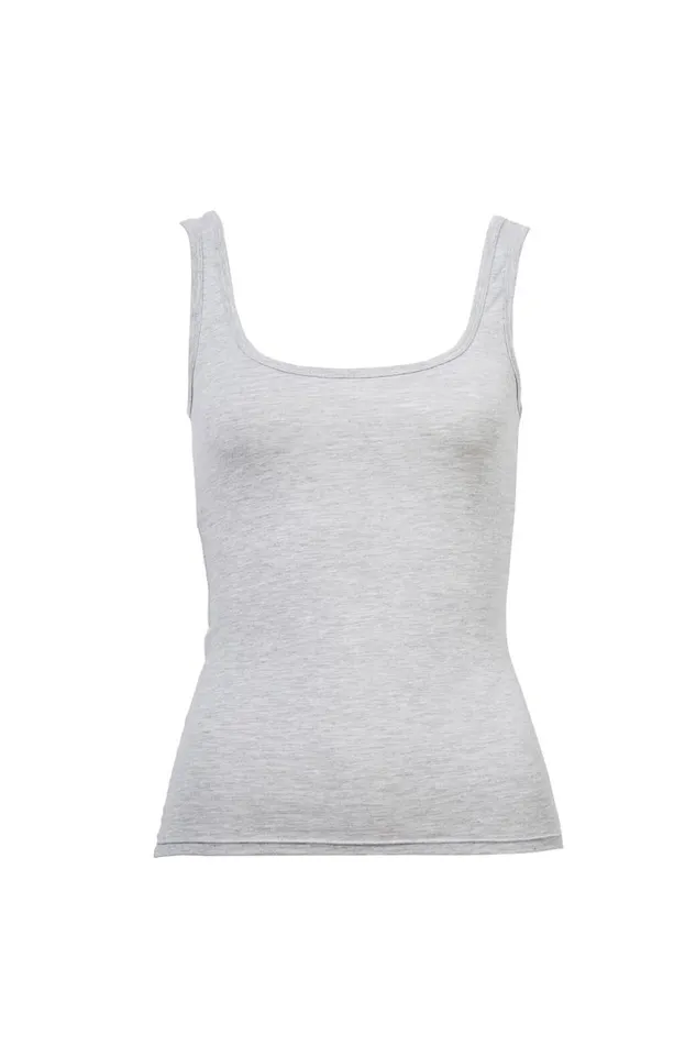 Clothing Supr Tank Tops Basic Thick Strap Tank Grey Marle