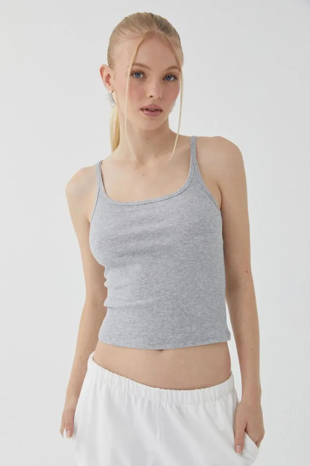Clothing Supr Tank Tops Paris Scoop Neck Tank Grey Marle